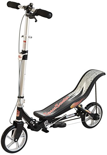 Space Scooter X580, Schwarz, Tretroller mit Schwungrad, per Luftdruckdämpfer Angetriebener Roller mit Bremsen, Luftfederung, Einfache Faltbarkeit, für Kinder ab 8 Jahren