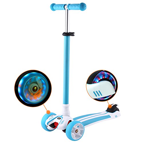 WeSkate Roller Kinder Dreiradscooter mit PU LED Leuchtenden Räder,einstellbaren Höhe und Doppel-Hinterrad Big Rädern Kinderscooter für Kinder Jungen Mädchen 3-12 Jahre alt