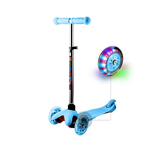 WeSkate Roller für Kinder Kleinkinder Scooter 3 Räder Verstellbare Mini Kinderscooter Kinderroller Dreiräder mit Blinkenden LED-Räder für Jüngere Mädchen ab 2 Jahre