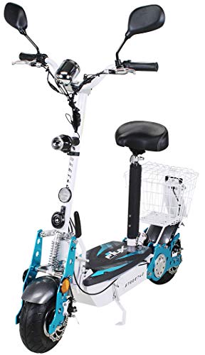 E-Scooter Roller Original E-Flux 40 mit Straßenzulassung und 800 Watt 36 V Motor 40 km/h Geschwindigkeit eingetragen Elektroroller E-Roller E-Scooter in vielen Farben (Weiß)